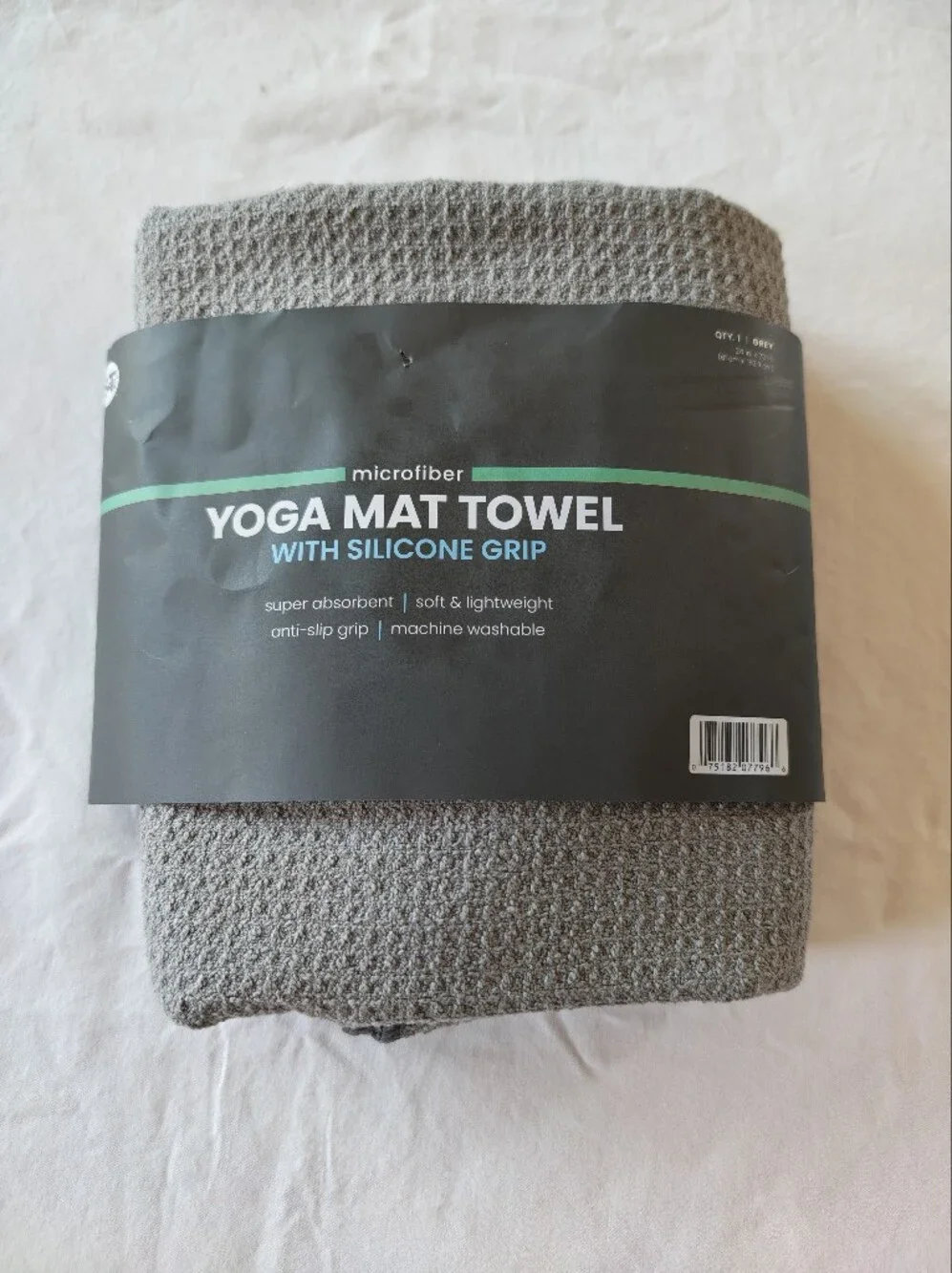 Microfiber Yoga Mat Towel with Silicone Grip - Gray